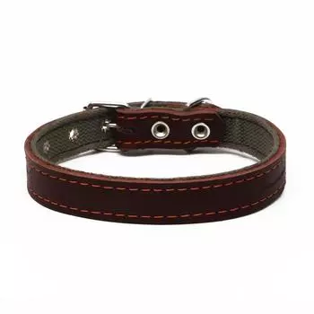 Ошейник комбинированный кожа/брезент, 53 х 2.5 см, ОШ 35-45 см, коричневый