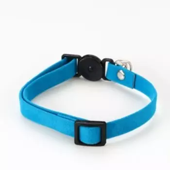 Ошейник кошачий мягкий с бубенчиком, 301 см, текстиль, голубой