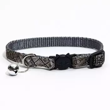 Ошейник кошачий "Шарм" с бубенчиком, серый, 1 см