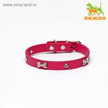 Ошейник "Бантики и стразы",38 х 1,5 см, ОШ 27-33, розовый