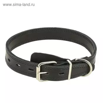 Ошейник кожаный двойной прошитый, ОШ 46-58 х 2,5 см, микс цветов