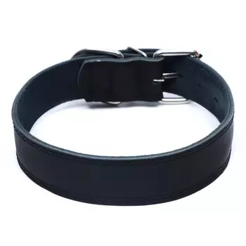 Ошейник кожаный двухслойный на замше, 2,5 см, ОШ 29-39, черный