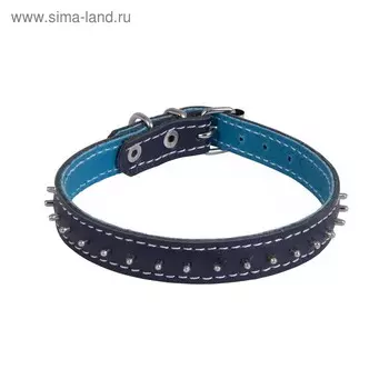 Ошейник кожаный двухслойный украшенный, ОШ 24-28 х 1,2 см, микс цветов