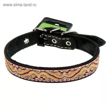 Ошейник кожаный украшенный, 32-40 х 2 см, микс цветов