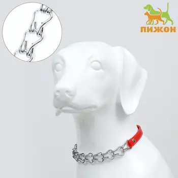 Ошейник металлический с вставкой из экокожи, 60 см 3 мм