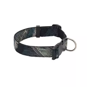 Ошейник нейлоновый с принтом, 2 см, ОШ 30-45 см, черный