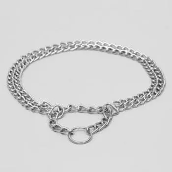 Ошейник - полуудавка металлический двухрядный, 60 см, толщина проволоки 2,5 мм