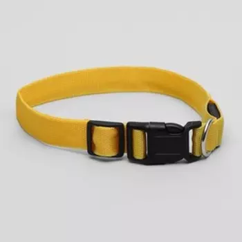 Ошейник с подсветкой и двумя светоотражающими полосами, жёлтый, 3 режима свечения, 38-40 см