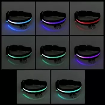 Ошейник с подсветкой, зарядка от USB, до 58 см, 3 режима свечения, чёрный