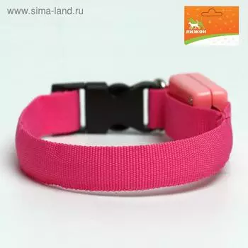 Ошейник светящийся узкий для небольших собак, розовый, 26 х 1,5 см