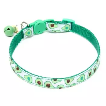 Ошейник текстильный «Авокадо» с бубенчиком и подвеской, 19-321 см