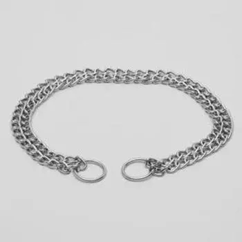 Ошейник - удавка металлический двухрядный, 55 см, толщина проволоки 2.5 мм