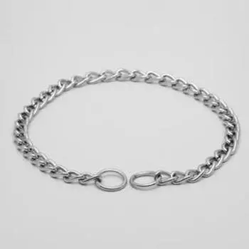 Ошейник - удавка металлический однорядный, 70 см, толщина проволоки 4 мм