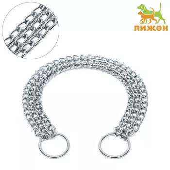 Ошейник - удавка металлический трёхрядный, 55 см, толщина проволоки 2.5 мм