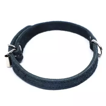 Ошейник замшевый двухслойный 1,2 см, ОШ 30-38 см, черный