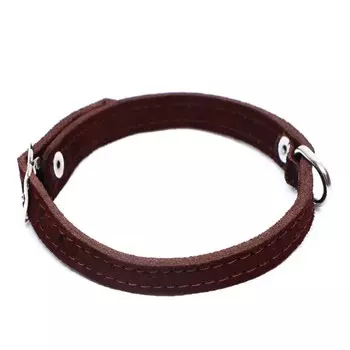 Ошейник замшевый двухслойный 1 см, ОШ 28-35 см, коричневый