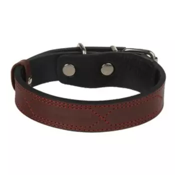 Ошейник Зооник "Премиум-классик" кожаный двойной, 41-53 х 3 см, коньячный
