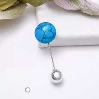 Основа "Брошь-игла" с шариком d=1,2 см (набор 5 шт.), L=5 см, площадка 1,5 см, цвет серебро