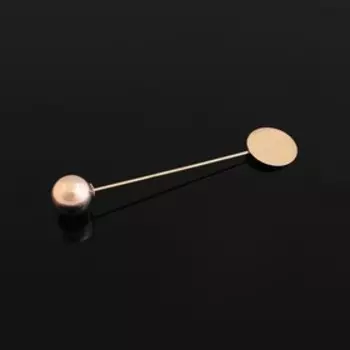 Основа «Брошь-игла» с шариком d=1,2 см (набор 5 шт.), L=7 см, площадка 1,5 см, цвет золото