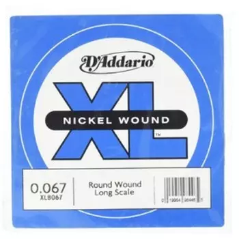 Отдельная струна для бас-гитары D'Addario XLB067 Nickel Wound никелированная, .067