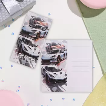 Открытка-евро "С Днём Рождения!" автомобили