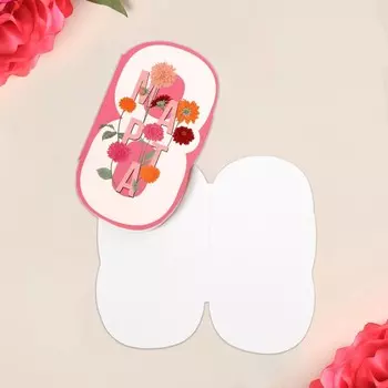 Открытка формовая «С 8 Марта!», цветы, 5 х 10 см