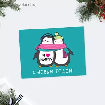 Открытка-комплимент «С Новым годом!» люблю зиму, 8 × 6 см