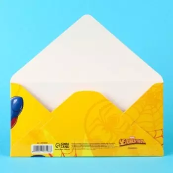 Открытка-конверт для денег "С Днем рождения", Человек-паук, 16.5 х 8 см