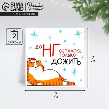 Открытка-мини новогодняя «До НГ осталось только дожить», 7 х 7 см