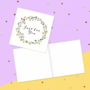 Открыткамини Just for you, цветочный веночек, 7 7 см