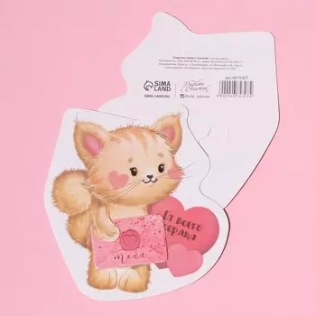 Открытка-мини с письмом "От всего сердца!" кот