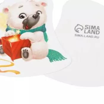 Открытка под конфету «Новогодний подарок» белый мишка, 8 × 8 см