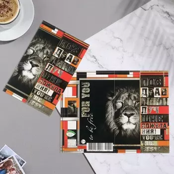 Открытка "Поздравляю!" тиснение, конгрев, лев, черный тон, 12,5х19,4 см