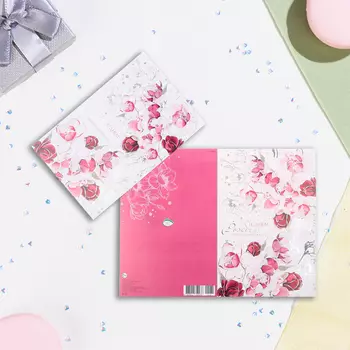 Открытка "С Днём Рождения!" цветы на белом фоне, тиснение, конгрев, А4