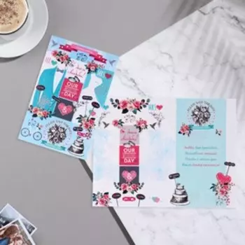 Открытка "С Днём Свадьбы!" конгрев, коллаж, костюм, платье, 12,5х19,4 см