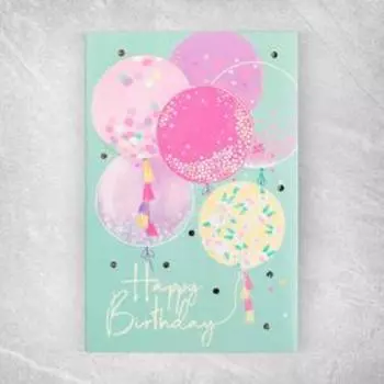 Открытка с гирляндой Happy Birthday, 14 х 21 х 0,3 см