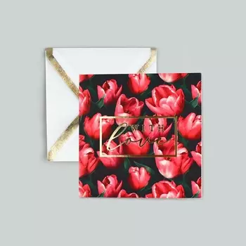 Открытка с конвертом «С любовью», тиснение, 7 х 7 см