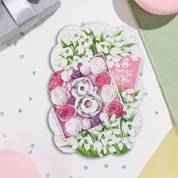 Открытка-шильдик «8 Марта» глиттер, 68.5 см