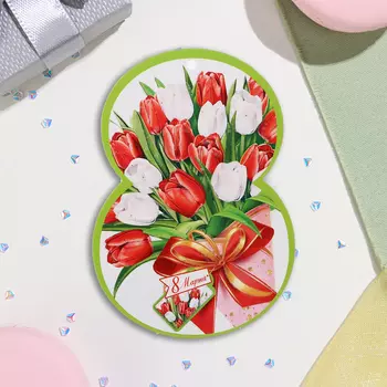 Открытка-шильдик «8 Марта» глиттер, 68.5 см