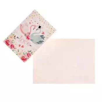 Открытка-шильдик "Love" лебеди-молодожены