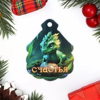 Открытка-шильдик на магните "Счастья!"винил, символ года, 6,5х7 см