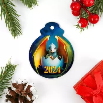 Открытка-шильдик на магните "Символ года - 2024" винил, дракон, 6,5х7 см