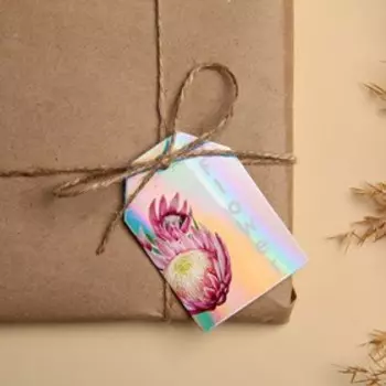 Открытка-шильдик на подарок «Цветы», голография 5 × 7 см