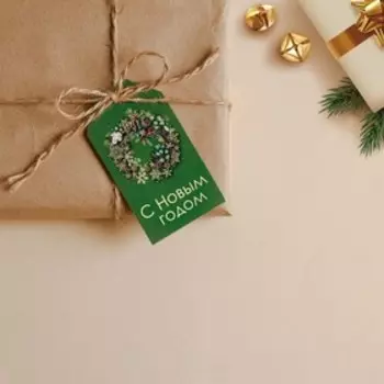 Открытка-шильдик на подарок «Новогодняя ботаника», 5 х 9 см