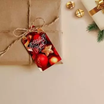 Открытка-шильдик на подарок «Новый год», 9 х 7.5 см