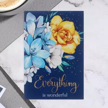 Открытка-шильдик "Универсальная" желтый цветок 11,5 х 8,5 см