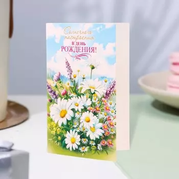 Открытка "Солнечного настроения в День Рождения!" ромашки, 12,5 х 19,4 см