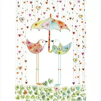 Открытка Turnowsky «Две птички под зонтиком»