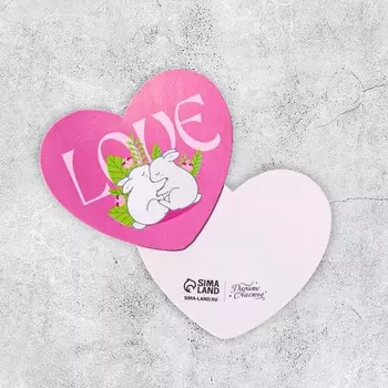 Открытка-валентинка "Love" кролики, 7,1 × 6,1 см
