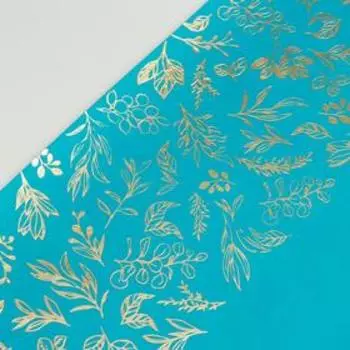 Отрез кожзама с тиснением "Golden Branches Turquoise" 50х25 см